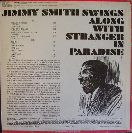Jimmy Smith - Swings Along With Stranger In Paradise vinyl record, LP (Near Mint (NM or M-)) | Lulo Records