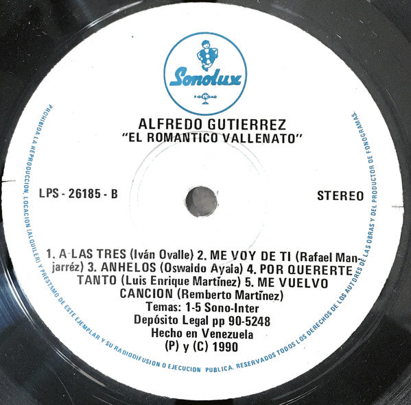 Alfredo Gutierrez : El Romantico Vallenato (LP, Album)