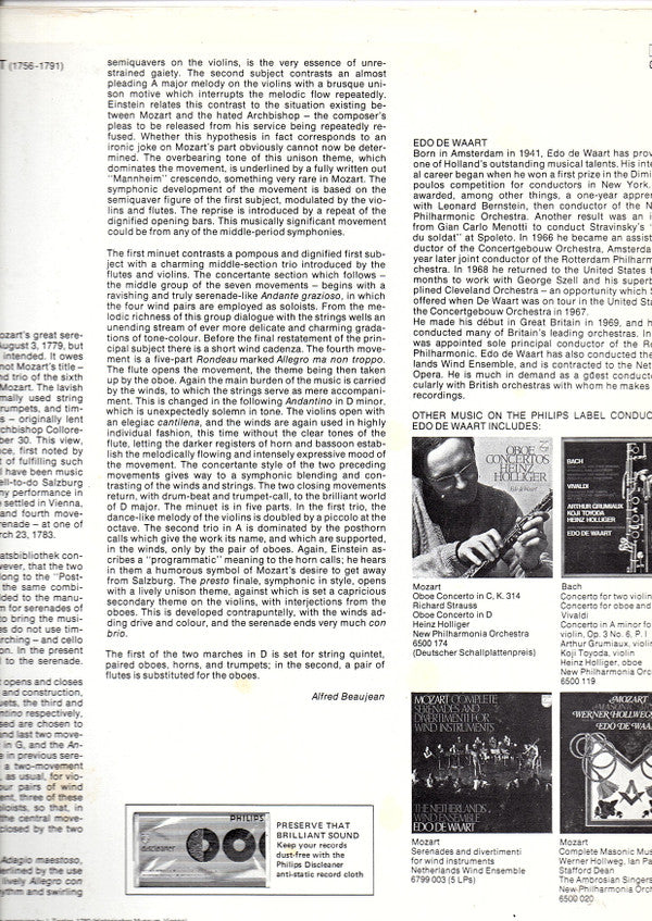 Wolfgang Amadeus Mozart - Staatskapelle Dresden, Edo de Waart : Serenade In D, K. 320 / Marches, K. 335 Nos. 1 & 2 (LP)