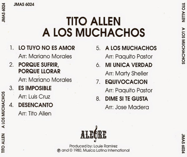 Tito Allen : A Los Muchachos (CD, Album, RE)