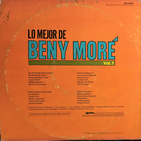 Beny Moré : Lo Mejor De Beny Moré Vol. 1 (2xLP, Album, Comp, Gat)