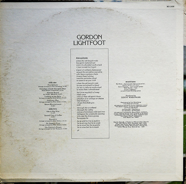 Gordon Lightfoot : Don Quixote (LP, Album, Pit)