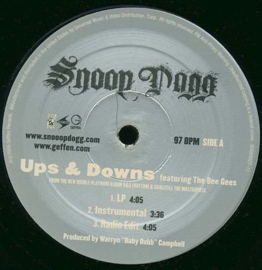 Snoop Dogg - Ups & Downs / Bang Out vinyl record, 12" (Near Mint (NM or M-)) | Lulo Records