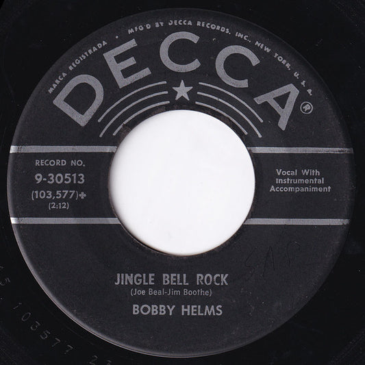 Bobby Helms : Jingle Bell Rock / Captain Santa Claus (And His Reindeer Space Patrol) (7", Single, Glo)