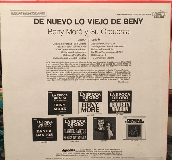 Beny Moré : De Nuevo Lo Viejo De Beny (LP, Album, Comp)