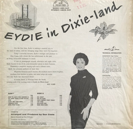 Eydie Gormé : Eydie In Dixie-Land (LP, Album, Mono)