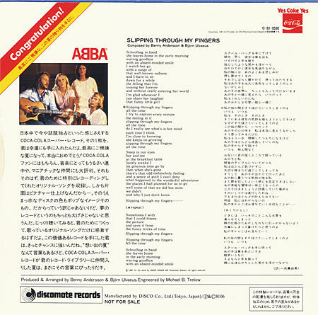 ABBA : Slipping Through My Fingers (7", S/Sided, Single, Pic, Promo)
