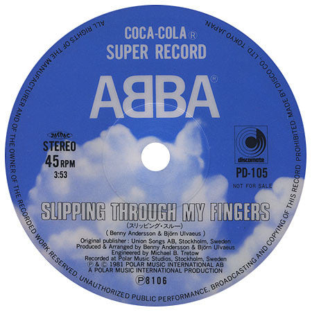 ABBA : Slipping Through My Fingers (7", S/Sided, Single, Pic, Promo)