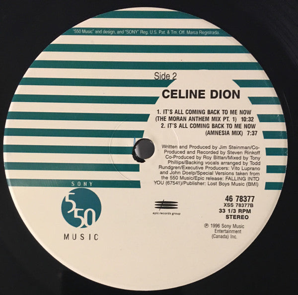 Céline Dion : It's All Coming Back To Me Now (12", Single)