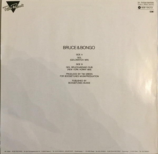 Bruce & Bongo : Geil (12")