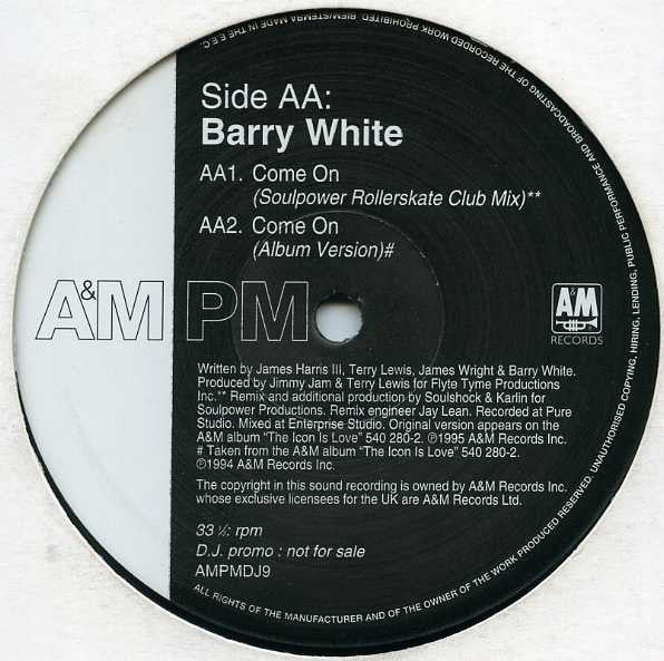 Barry White : I Only Want To Be With You / Come On (12", Promo)