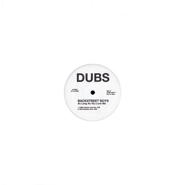 Backstreet Boys : As Long As You Love Me (Dubs) (12", Promo)