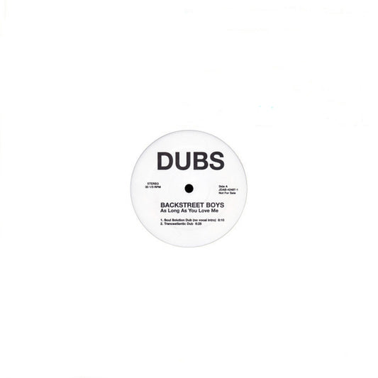 Backstreet Boys - As Long As You Love Me (Dubs) vinyl record, 12" (Near Mint (NM or M-)) | Lulo Records