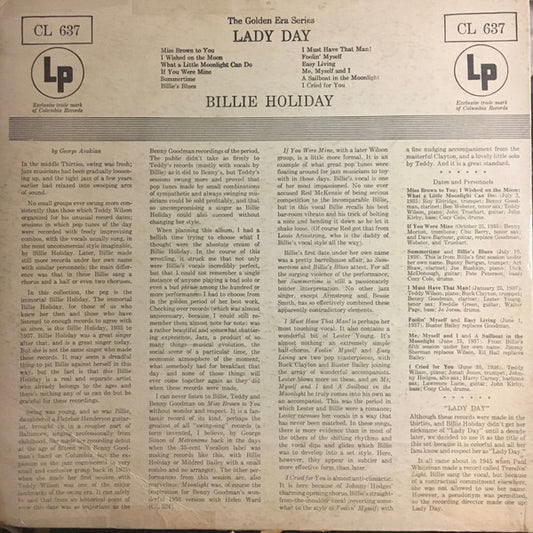 Billie Holiday : Lady Day (LP, Comp, Mono, RP)