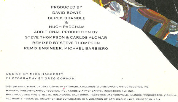 David Bowie : Tonight (12", Single, Jac)