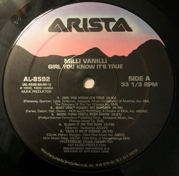Milli Vanilli : Girl You Know It's True (LP, Album, M/Print, Spe)