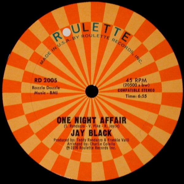 Jay Black / Caress (6) : One Night Affair / Fill Me Up (Heart To Heart) (12")