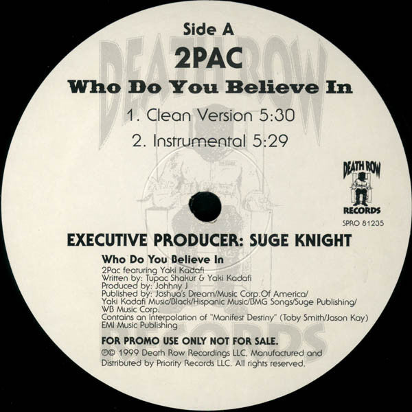 2Pac : Who Do You Believe In (12", Promo)