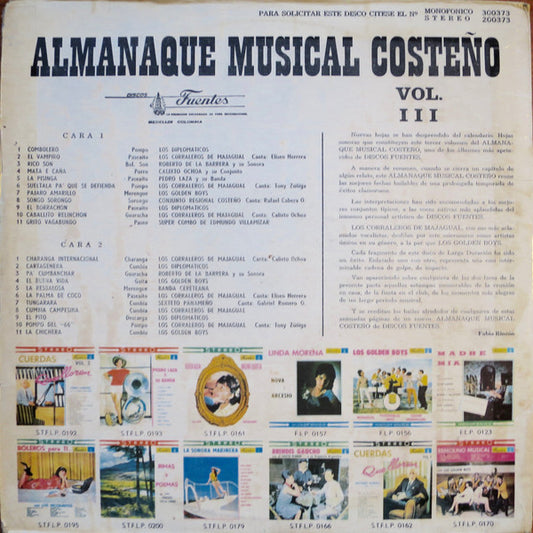 Various - Almanaque Musical Costeño Vol. 3 vinyl record, LP (Very Good Plus (VG+)) | Lulo Records