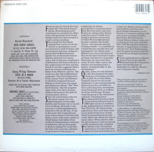 Hubert Laws, Quincy Jones, Chick Corea - Blanchard: New Earth Sonata / Telemann: Suite In A Minor (Overture/Air A L'Italien/Rejouissance) vinyl record, LP (Near Mint (NM or M-)) | Lulo Records