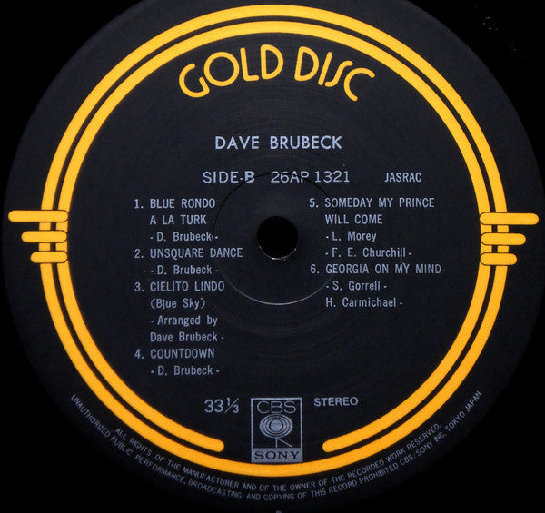 Dave Brubeck : Gold Disc (LP, Comp, RE)