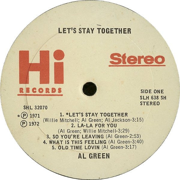 Al Green : Let's Stay Together (LP, Album, SH )