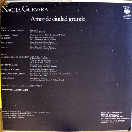 Nacha Guevara : Amor De Ciudad Grande (LP, Album)