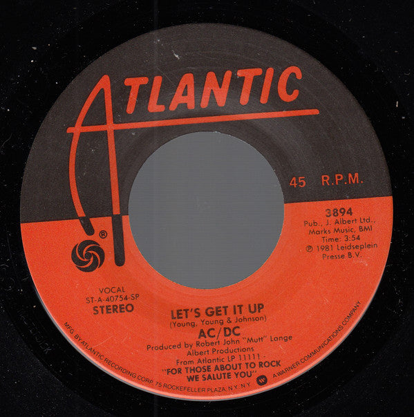 AC/DC : Let's Get It Up / Snowballed (7", Single, Spe)