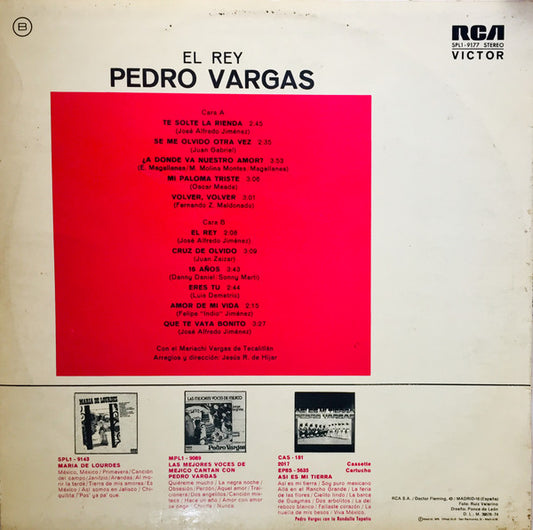 Pedro Vargas - El Rey vinyl record, LP (Near Mint (NM or M-)) | Lulo Records