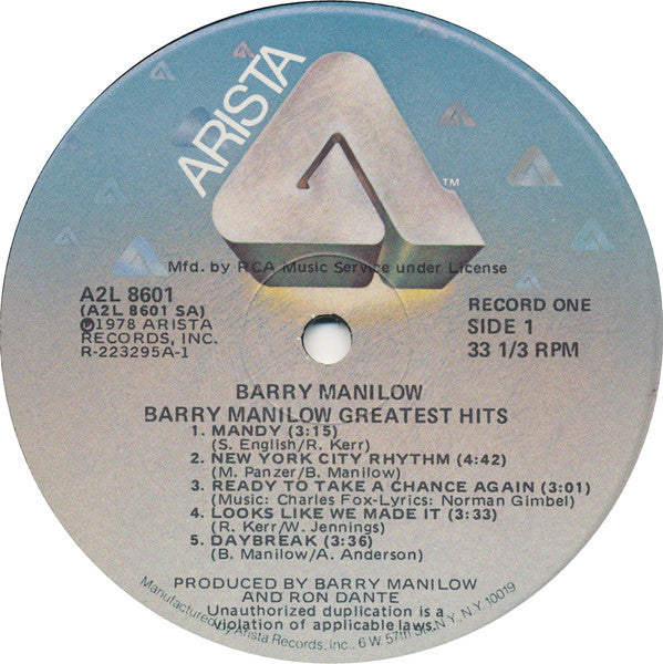 Barry Manilow : Greatest Hits (2xLP, Comp, Club, RCA)