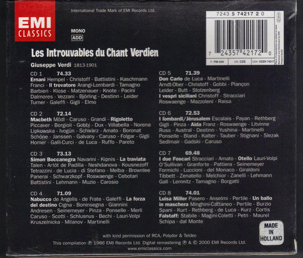 Various : Les Introuvables Du Chant Verdien (8xCD, Comp, Mono + Box)
