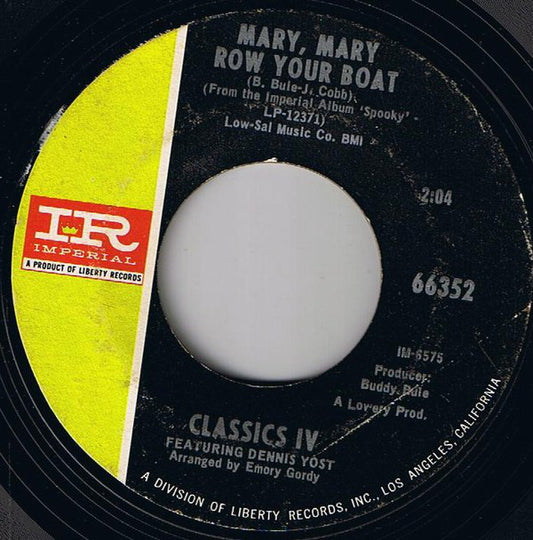 The Classics IV : Traces / Mary, Mary Row Your Boat (7", Single, Styrene, She)