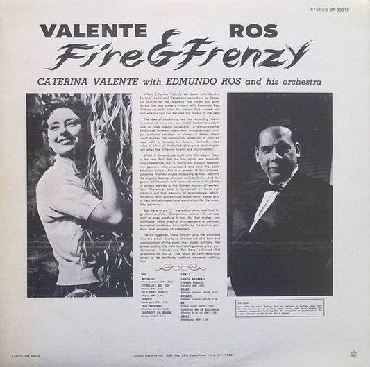 Caterina Valente / Edmundo Ros - Fire & Frenzy vinyl record, LP (Near Mint (NM or M-)) | Lulo Records