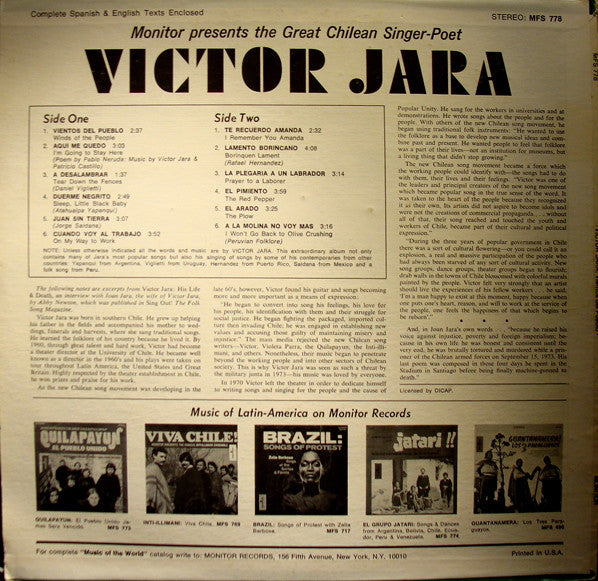 Victor Jara : Vientos Del Pueblo (LP, Comp)