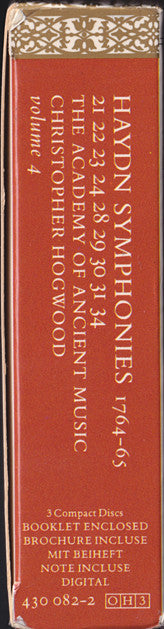 Joseph Haydn - The Academy Of Ancient Music, Christopher Hogwood - Symphonies 1764-65 / 21 22 23 24 28 29 30 31 34 / Volume 4 vinyl record, 3xCD (Near Mint (NM or M-)) | Lulo Records