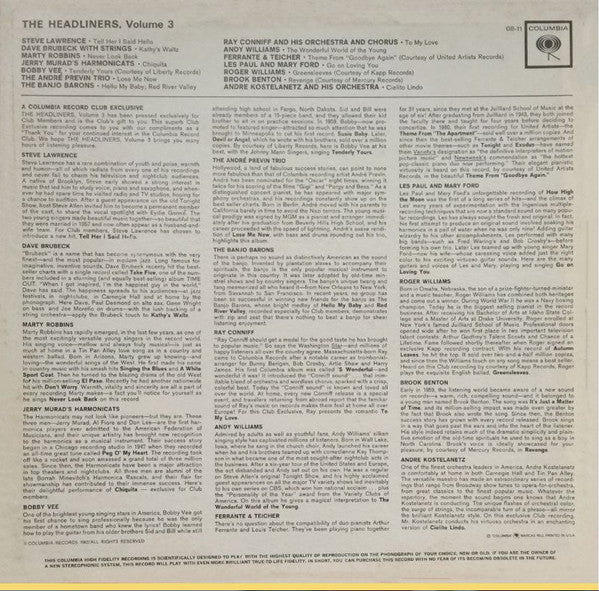 Various : The Headliners, Volume 3 (LP, Comp, Mono, Club, Ltd)