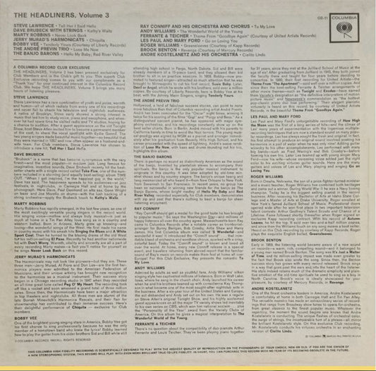 Various - The Headliners, Volume 3 vinyl record, LP (Mint (M)) | Lulo Records