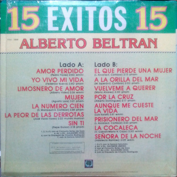 Alberto Beltrán : 15 Éxitos 15 (LP, Comp)