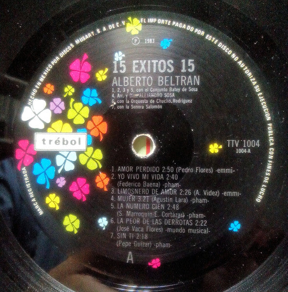 Alberto Beltrán : 15 Éxitos 15 (LP, Comp)