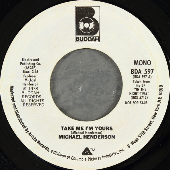Michael Henderson : Take Me I'm Yours (7", Single, Mono, Promo, Styrene, Pit)