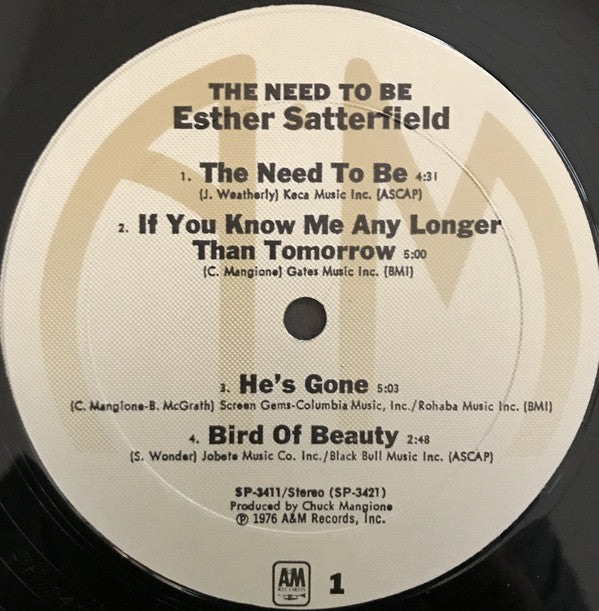 Esther Satterfield : The Need To Be (LP, Album, Mon)