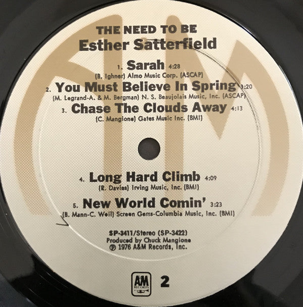 Esther Satterfield : The Need To Be (LP, Album, Mon)