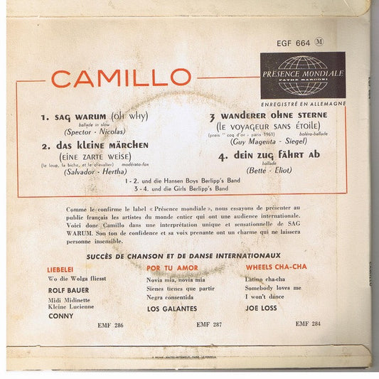 Camillo Felgen : Sag Warum (7", EP, RE, Blu)