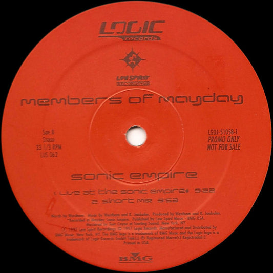 Members Of Mayday - Sonic Empire vinyl record, 12" (Very Good Plus (VG+)) | Lulo Records