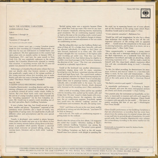 Johann Sebastian Bach, Glenn Gould : The Goldberg Variations (LP, RE, Re-)