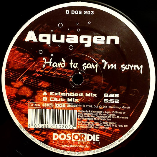 Aquagen - Hard To Say I'm Sorry vinyl record, 12" (Near Mint (NM or M-)) | Lulo Records