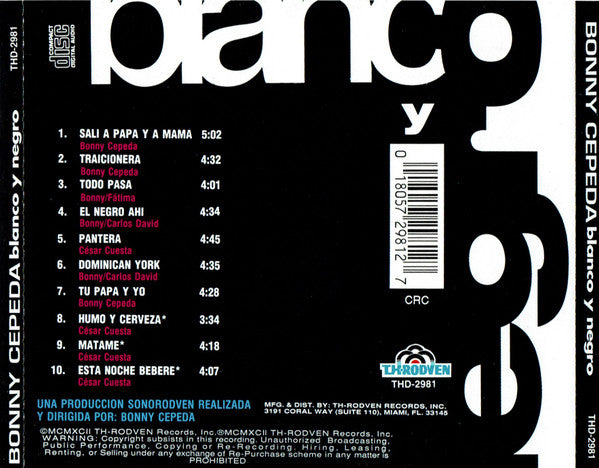 Bonny Cepeda : Blanco Y Negro (CD, Album)