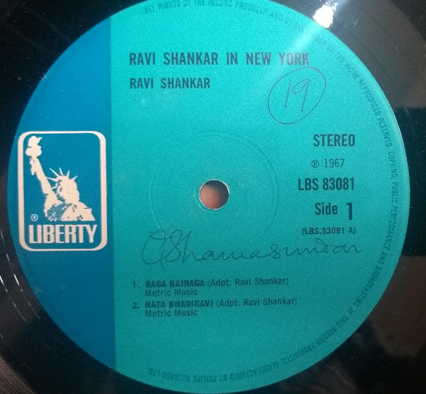 Ravi Shankar : Ravi Shankar In New York (LP)
