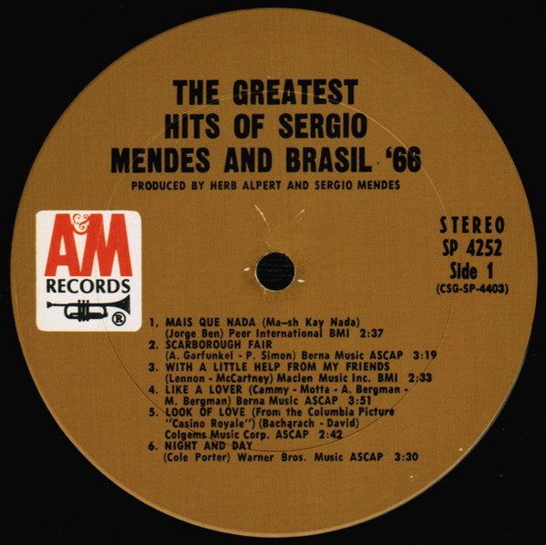 Sérgio Mendes & Brasil '66 : Greatest Hits (LP, Comp, Pit)