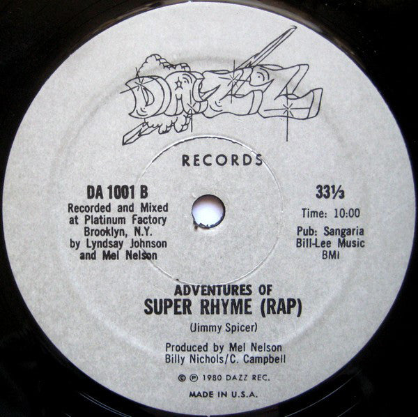 Jimmy Spicer : Adventures Of Super Rhyme (Rap) (12")